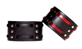 1 3/4" Double Weave Black Leather Cuff