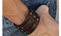 1 3/4" Double Weave Brown Leather Cuff