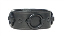 1 1/4" Black Leather Ring Cuff_ black hardware
