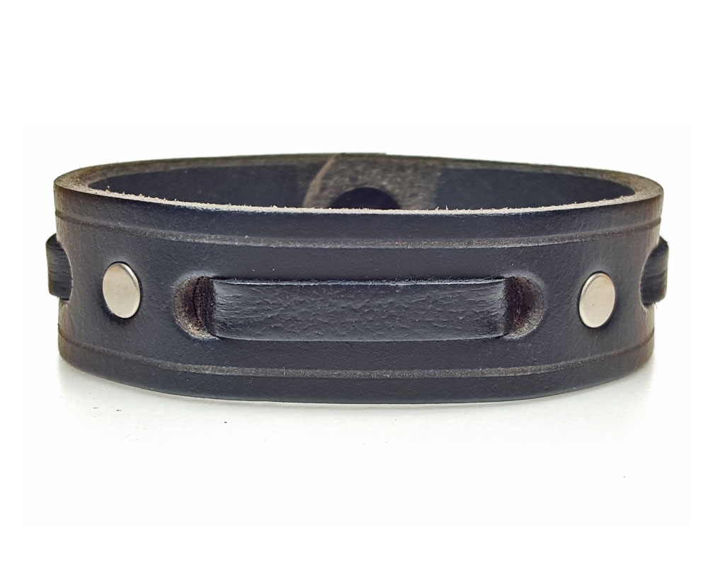 3/4" Single Weave Men's BLACK Leather Cuff | Lucky Dog Leather
