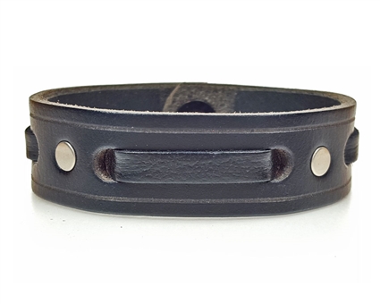 3/4" Single Weave Men's Leather Cuff / BLACK