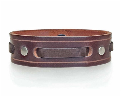 3/4" Single Weave Brown Leather Cuff Bracelet