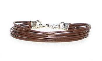 8 Strand Brown Leather Cord Bracelet