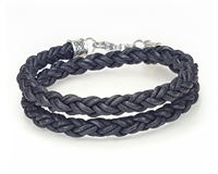 Braided Leather Rope Bracelet - Double Wrap - Black