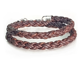 Braided Leather Rope Bracelet - Double Wrap - Brown