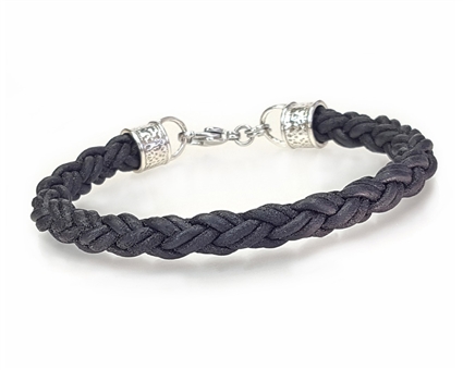 Black Braided Leather Rope Bracelet