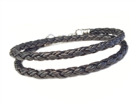 Braided Leather Rope Bracelet - Double Wrap - Black