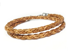 Skinny NATURAL TAN DOUBLE Wrap Braided Leather Bracelet