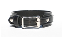 1" Wide BLACK Leather Buckle Cuff Bracelet with SILVER Buckle