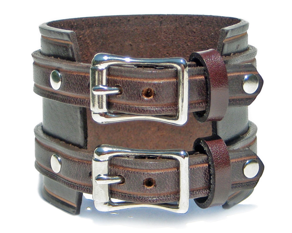 Leather Cuff | Leather Wristband | Rock | Biker Cuff | Whiskey Brown