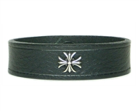 Iron Cross, Maltese Cross Medallion 3/4" BLACK Leather Wristband