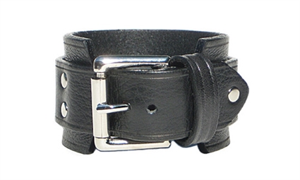 1 3/4" BLACK Leather Wristband