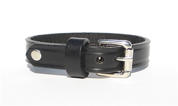 1/2" BLACK Leather Bracelet