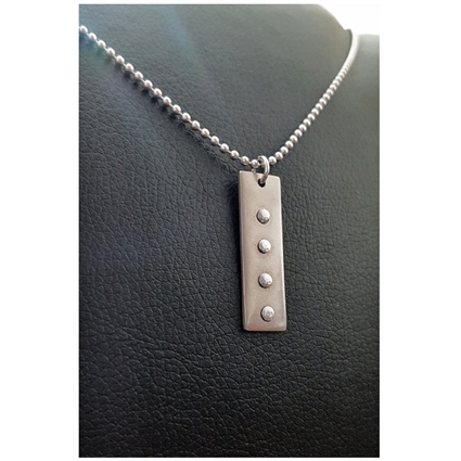 Riveted Rectangle Pendant on 24" Sterling Sliver Chain