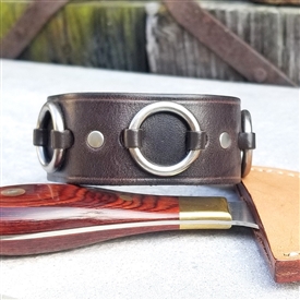 1 1/4" Brown Leather Ring Cuff
