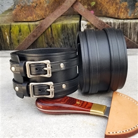 2 1/4" Leather Wristband / Two Buckles, Full Wrap Style