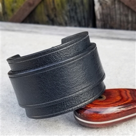 1 3/4" BLACK Leather Wristband with BLACK Buckle