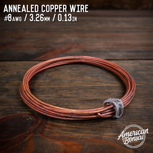 American Bonsai #8 AWG (3.26mm) Annealed Copper Bonsai Training Wire - 25 ft