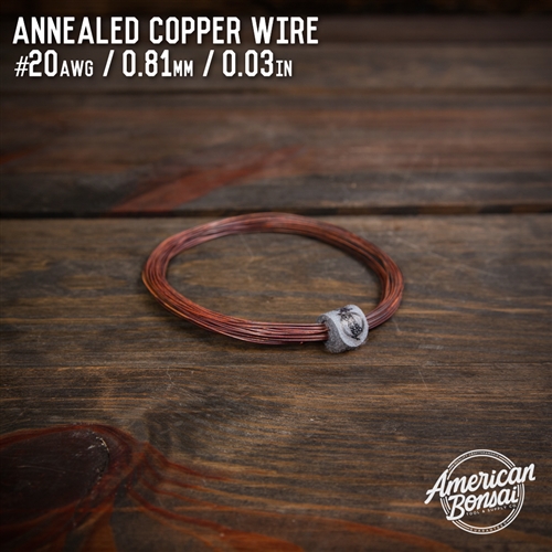 American Bonsai #20 AWG (0.81mm) Annealed Copper Bonsai Training Wire - 50 ft