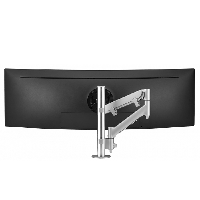 Atdec AWMS-HX40-H-S - Post Mounted Spring-Assisted Monitor Arm with Heavy Duty F-Clamp (Silver)