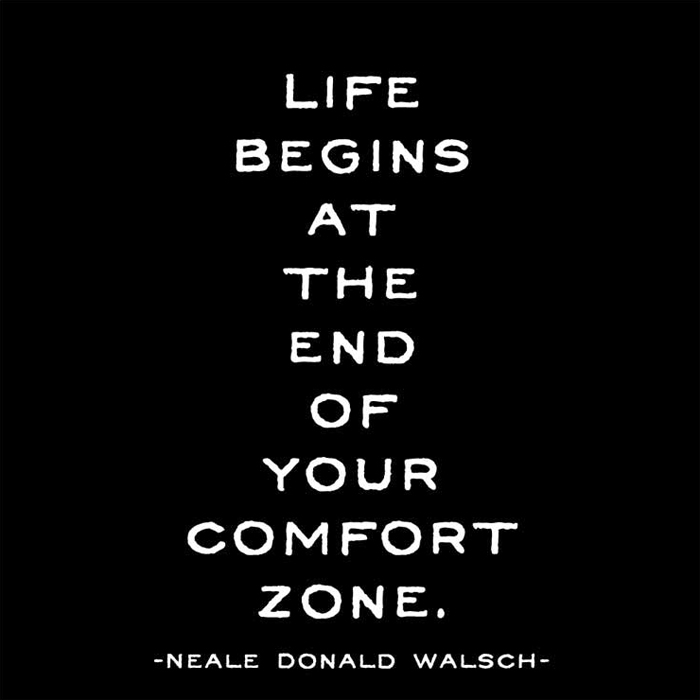 Life Begins at the End of Your Comfort Zone greeting card by Quotable