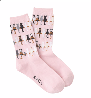 Women's Cat Tails Crew Socks by K Bell