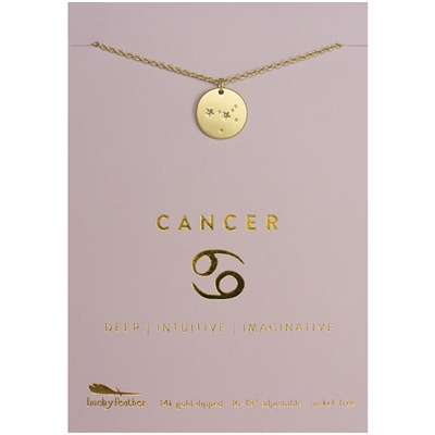 Lucky Feather Cancer Zodiac Necklace