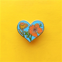 California Golden Poppy Heart Enamel Pin by Brenna Daugherty