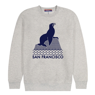 San Francisco Seal Culk  Grey Adult Sweathshirt