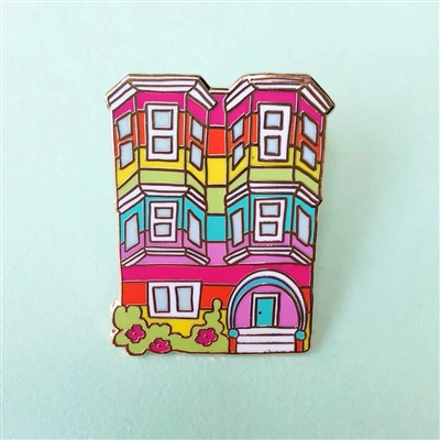 San Francisco Rainbow Pride Victorian House Enamel Pin by Brenna Daugherty