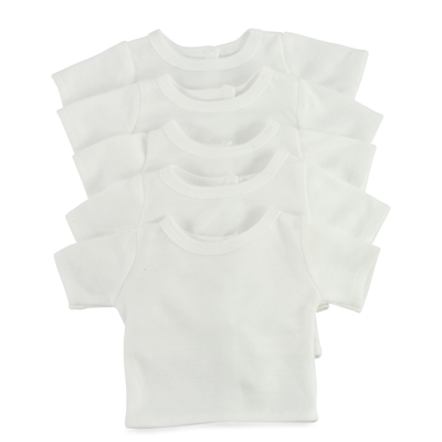 18-inch Doll Clothes - White T-Shirts, 5-Pack - fits American Girl ® Dolls