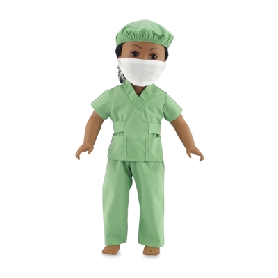 18-inch Doll Clothes - Hospital Scrubs with Surgical Mask and Hair Cap - fits American Girl ® Dolls