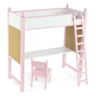 18-Inch Doll Furniture - Loft Bed and Desk Combo - fits American Girl ® Dolls