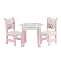 18-Inch Doll Furniture - Table and Chairs with Floral Design - fits American Girl ® Dolls