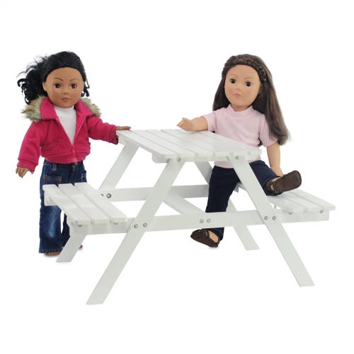 18 Inch Doll Furniture White Adirondack Picnic Table fits