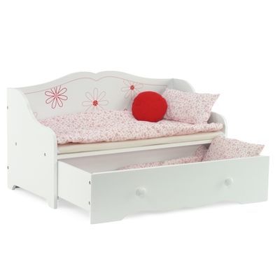 18-Inch Doll Furniture - Day Bed with Trundle Storage - fits American Girl ® Dolls