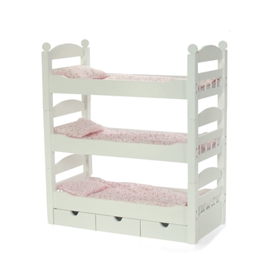 18-Inch Doll Furniture - Stackable Triple Bunk Bed with Storage - fits American Girl ® Dolls