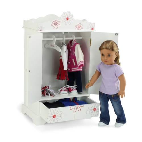18-Inch Doll Furniture - Armoire with Floral Pattern - fits American Girl ®  Dolls