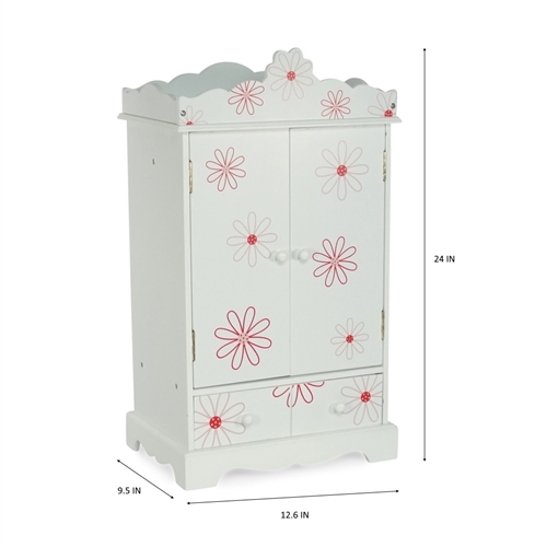 18-Inch Doll Furniture - Armoire with Floral Pattern - fits