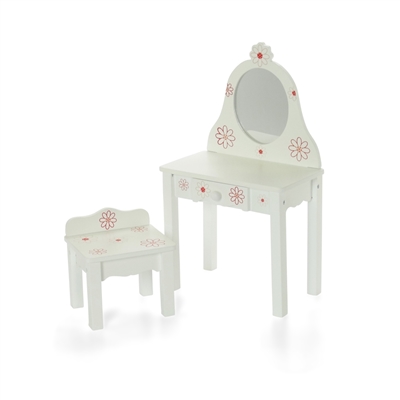 18-inch Doll Furniture - Painted Wood Vanity with Chair - fits American Girl ® Dolls