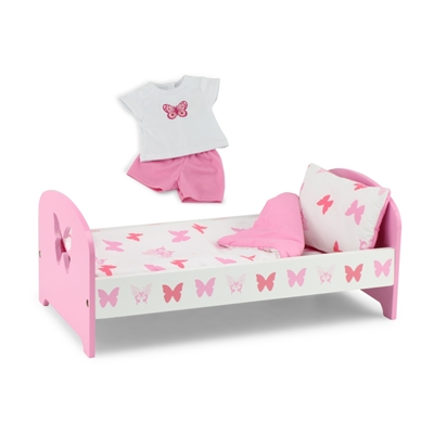 18-inch Doll Furniture - Butterfly Collection Single Bed (Includes Bedding) - fits American Girl ® Dolls