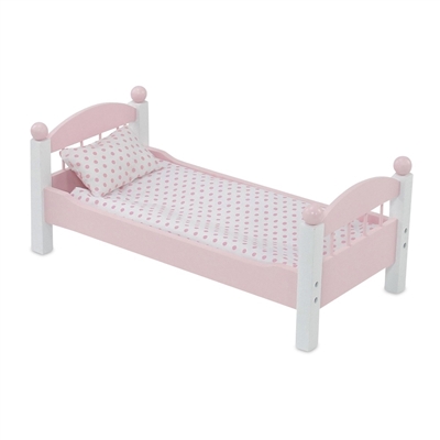 18-inch Doll Furniture - Pink Single Stackable Bed with Bedding - fits American Girl ® Dolls