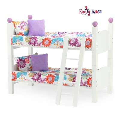 18-Inch Doll Furniture - White Stackable Bunk Bed with Ladder - fits American Girl ® Dolls