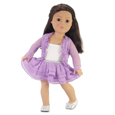 18-inch Doll Clothes - Purple Skirt and Cardigan Outfit - fits American Girl ® Dolls