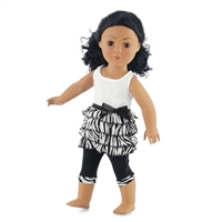 18-inch Doll Clothes - Zebra Print Ruffled Skirt with Top and Capri Leggings - fits American Girl ® Dolls