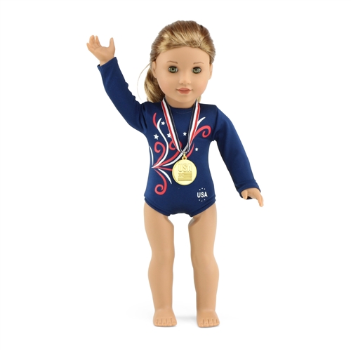 18-inch Doll Clothes - Gymnastics Leotard plus Tumbling Mat and Gold Medal  - fits American Girl ® Dolls