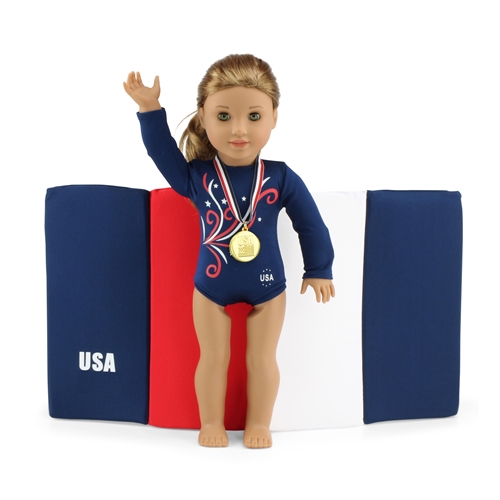 18-inch Doll Clothes - Gymnastics Leotard plus Tumbling Mat and Gold Medal  - fits American Girl ® Dolls