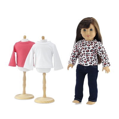 18-Inch Doll Clothes - 3 Long-Sleeved T-Shirts with Blue Skinny Jeans - fits American Girl ® Dolls
