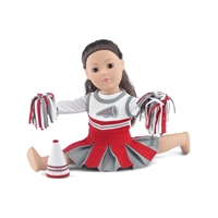 18-Inch Doll Clothes - Team OSU-Inspired Cheerleading Outfit with Pompoms and Megaphone - fits American Girl ® Dolls
