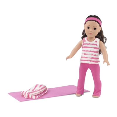 Doll Clothes Shoes Yoga Pilates Clothes Yoga Mat Yoga Outfits Towel for  American 18 Inch Girl